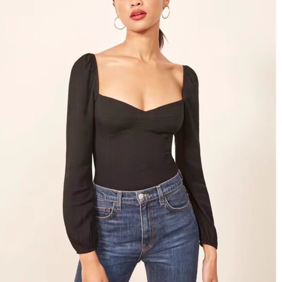 NWT Reformation Reign Top Sz4 Black - Picture 3 of 6